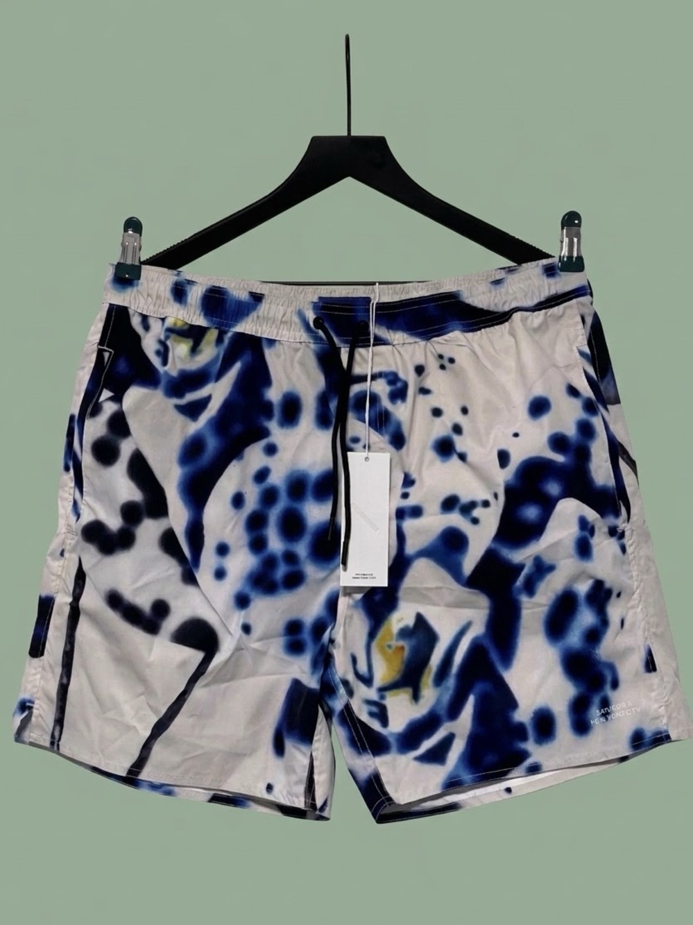 NWT Saturdays NYC Timothy Dossy Swim Shorts XL Ivory Blue Abstract